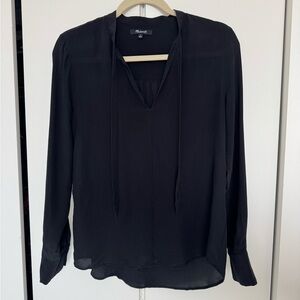 Madewell Black Silk Long Sleeve Blouse